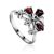 Stylish Silver Garnet Ring, Ring Size: 5.5 / 16, image 