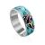 Silver Enamel Floral Band Ring, Ring Size: 9 / 19, image 