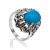 Vintage Style Silver Turquoise Ring The Lace, Ring Size: 6.5 / 17, image 