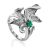 Orchid Design Silver Chrysoprase Ring, Ring Size: 8 / 18, image 