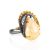 Gorgeous Gold-Plated Ring With Drop Cut Mammoth Tusk The Era, Ring Size: Adjustable, image 