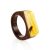 Handcrafted Wenge Wood Ring With Honey Amber The Indonesia, Ring Size: 6.5 / 17, image 