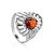 Elegant Cognac Amber Ring In Sterling Silver The Sevilla, Ring Size: 9 / 19, image 