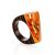 Boho Style Wenge Wood Ring With Bright Lemon Amber The Indonesia, Ring Size: 6.5 / 17, image 