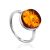 Minimalist Design Silver Amber Ring The Monaco, Ring Size: 5 / 15.5, image 