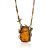 Voluptuous Floral Motif Amber Brass Necklace The Pandora, Length: 47, image 