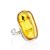 One Size Amber Ring In Sterling Silver With Inclusions The Clio, Ring Size: Adjustable, image 