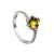Amber Ring In Sterling Silver With Green Crystals The Raphael, Ring Size: 4 / 15, image 