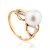 Elegant Gold Pearl Ring, Ring Size: 7 / 17.5, image 