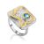 Abstract Design Gilded Silver Topaz Ring, Ring Size: 8.5 / 18.5, image 