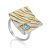 Geometric Design Silver Topaz Statement Ring, Ring Size: 9 / 19, image 
