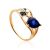 Leaf Motif Gold Sapphire Ring, Ring Size: 8.5 / 18.5, image 