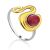 Sleek Gilded Silver Rhodonite Ring, Ring Size: 7 / 17.5, image 