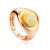 Stylish Rose Gold Plated Silver Amber Ring The Palazzo, Ring Size: Adjustable, image 