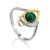 Stylish Gilded Silver Malachite Ring, Ring Size: 8.5 / 18.5, image 