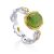 Elegant Gilded Silver Jade Ring, Ring Size: 9 / 19, image 