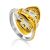 Stingray Motif Gilded Silver Crystal Ring, Ring Size: 9 / 19, image 