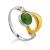 Sleek Gilded Silver Jade Ring, Ring Size: 7 / 17.5, image 