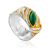Textured Gilded Silver Malachite Band Ring, Ring Size: 7 / 17.5, image 