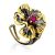 Chic Floral Motif Gilded Silver Ring, Ring Size: Adjustable, image 