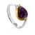 Chic Gilded Silver Charoite Ring, Ring Size: 7 / 17.5, image 