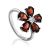 Floral Design Silver Garnet Ring, Ring Size: 6.5 / 17, image 