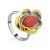 Floral Design Gilded Silver Coral Ring, Ring Size: 7 / 17.5, image 