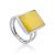 Bold Geometric Silver Amber Ring The Palazzo, Ring Size: Adjustable, image 