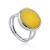 Geometric Silver Amber Ring The Palazzo, Ring Size: Adjustable, image 
