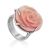 Rose Motif Silver And Spiny Oyster Shell Ring, Ring Size: Adjustable, image 