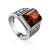 Filigree Silver Signet Ring With Cognac Amber The Cesar, Ring Size: 10 / 20, image 