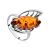 Sterling Silver Cocktail Ring With Cognac Amber The Tropicana, Ring Size: 3 / 14, image 