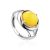 Bright Honey Amber Men's Ring In Sterling Silver The Cesar, Ring Size: / 22.5, image 