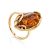 Natural Cognac Amber Ring In Gold-Plated Silver The Rococo, Ring Size: 5.5 / 16, image 
