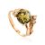 Fabulous Gold-Plated Ring With Green Amber And Crystals The Swan, Ring Size: 5 / 15.5, image 