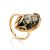 Bold Gold-Plated Ring With Green amber The Rococo, Ring Size: 5 / 15.5, image 