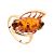 Bold Gold-Plated Ring With Cognac Amber The Tropicana, Ring Size: 5.5 / 16, image 