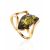 Gold-Plated Ring With Green Amber The Vesta, Ring Size: 5 / 15.5, image 