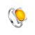Geometric Silver Ring With Cognac Amber The Saturn, Ring Size: 10 / 20, image 