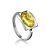 Luminous Lemon Amber Ring In Sterling Silver The Saturn, Ring Size: 6 / 16.5, image 