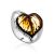Luminous Leaf Motif Silver Amber Adjustable Ring, Ring Size: Adjustable, image 