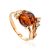 Amber Ring In Gold With Crystals The Swan, Ring Size: 8 / 18, image 
