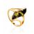 Golden Ring With Bright Green Amber The Vesta, Ring Size: 5.5 / 16, image 