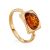 Golden Ring With Cognac Amber Stone The Saturn, Ring Size: 4 / 15, image 