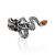 Dragon Design Silver Amber Ring, Ring Size: Adjustable, image 
