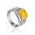 Stunning Silver Ring With Honey Amber The Cesar, Ring Size: 6.5 / 17, image 