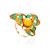 Colorful Enamel Ring With Honey Amber In Gold-Plated Silver The Verona, Ring Size: 5.5 / 16, image 
