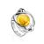 Bright Lemon Amber In Silver Ring The Orion, Ring Size: 5 / 15.5, image 