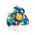 Wonderful Gold-Plated Ring With Honey Amber And Enamel The Verona, Ring Size: 5.5 / 16, image 
