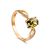 Amber Ring In Gold With Green Crystals The Raphael, Ring Size: 4 / 15, image 